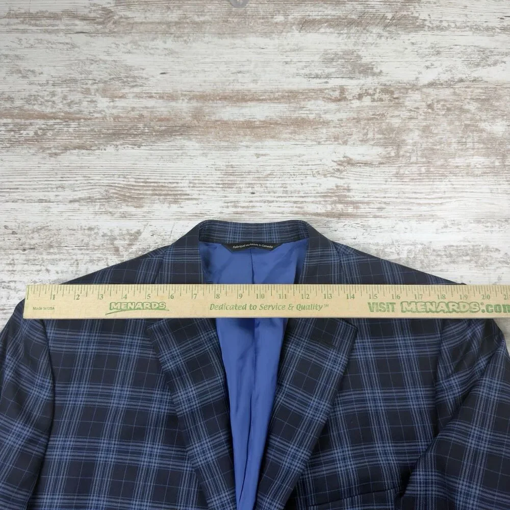 Tom James Super 140s Wool Plaid Sport Coat Blazer Jacket Mens 45R Custom Tailore